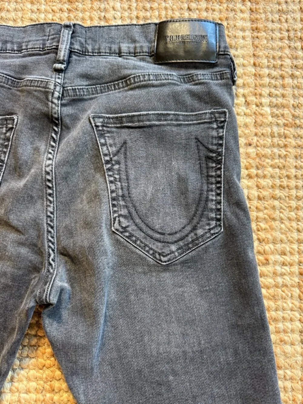 True Religion Tony Skinny Distressed Washed Black Jeans Mens Size 33